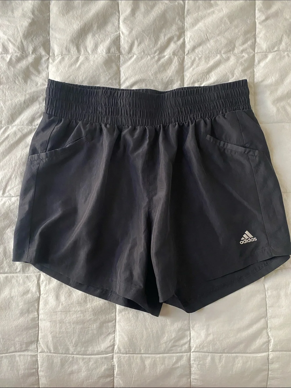 adidas Black Athletic Shorts with Elastic Smocked Waist